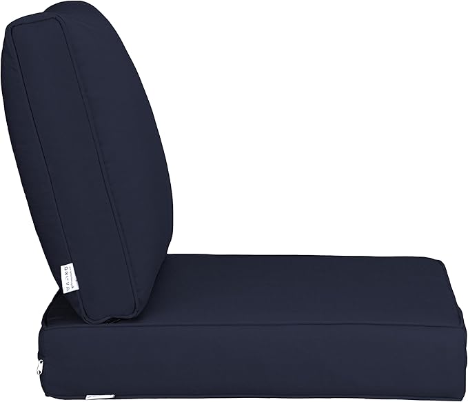 UIXE 24.5" Deep Seat Outdoor Cushion Set with Back Pads, Patio Furniture Cushions, Sectional Sofa Bistro Chair Cushion - Navy, Set of 6