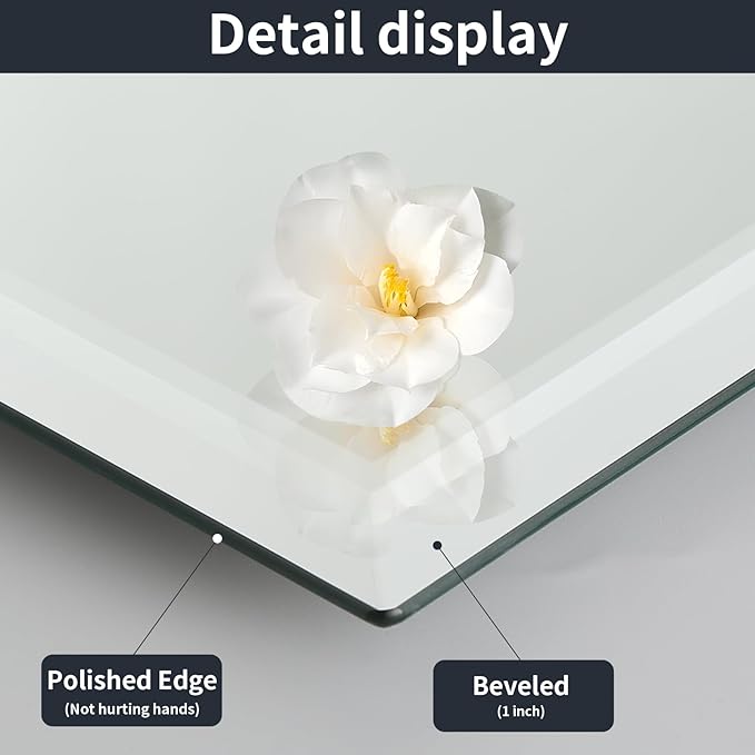 30x40 Inch Frameless Wall Mirror with 1" Beveled Edge, Frameless Rectangle Mirror for Bathroom, Vanity, Living Room