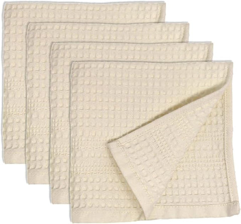 GILDEN TREE Waffle Towels Wash Cloths for Showering, Exfoliating Washcloth Face Towels, Quick Dry Towel Cotton Washcloths Set of 4, Classic Style (Cream)