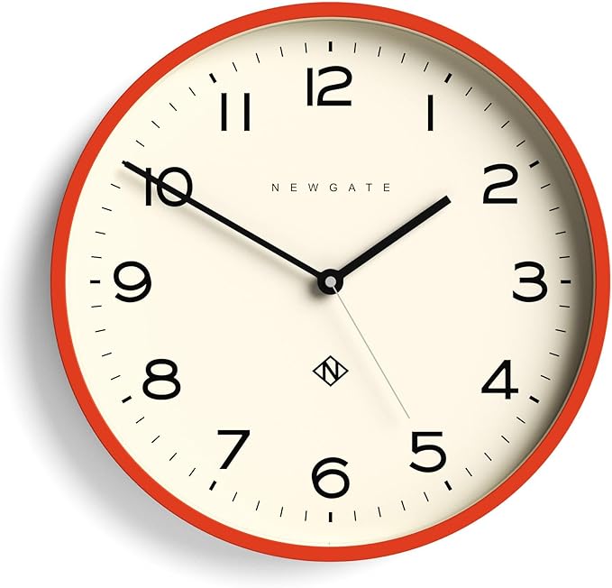 NEWGATE® Number Three Echo Wall Clock | Modern Round Clock | 14.5 inch | Pumpkin Orange | Easy to Read Numbers | Ideal for Kitchen, Living Room or Office