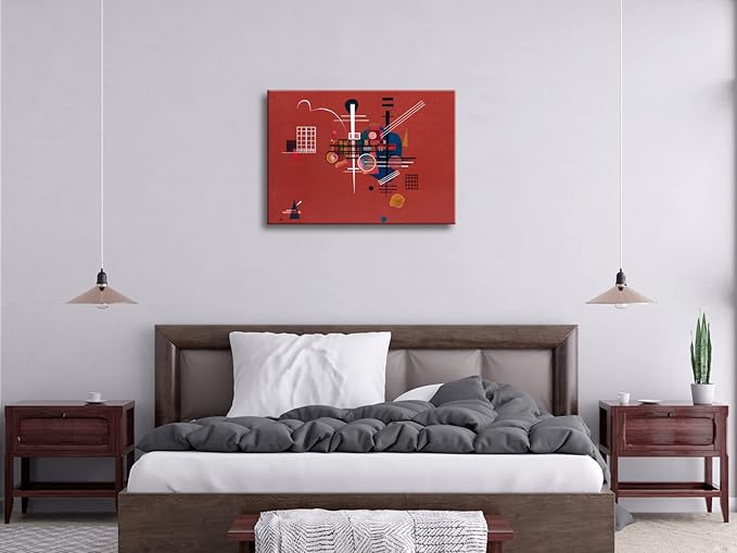 Wieco Art Canvas Prints Dull Red,1927 by Wassily Kandinsky Classic Abstract Art Famous Paintings Reproductions Canvas Wall Art for Living Room Home Decor Wall Decorations