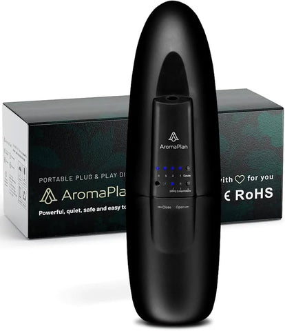 AROMAPLAN Authentic Plug in Waterless Diffuser - Up to 500 Sq. FT Coverage - Nanotechnology Plug in Oil Diffuser for Essential Oils -for Home and Office - Wall Silent & Waterless Oil Diffuser (Black)