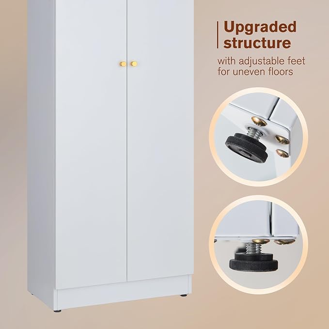 Garage Storage Cabinets with Metal Door and 4 Adjustable Shelves, 71" H Tool Cabinets with Adjustable Feets for Pantry Cabinet,Office,Warehouse Organisieren, Required-Assembly