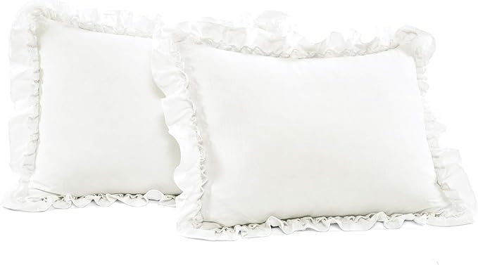 Lush Decor Ella Ruffle Lace Comforter, 3 Piece Set, King, White - Cute Comforter - King Bedding Set - White Bedding - Coquette Decor - Ruffle Trim - Lace Trim