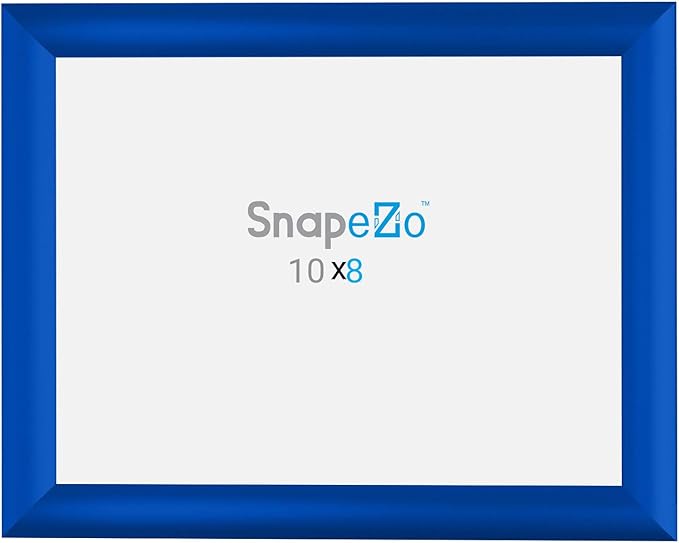 SnapeZo Photo Frame 8x10 Inches, Blue 1 Inch Aluminum Profile, Front-Loading Snap Frame, Wall Mounting, Sleek Series
