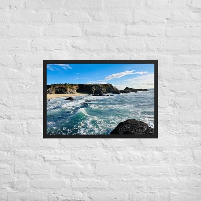 Bodega Bay Coastal Wall Art – Framed Ocean Photography Print – California Nature Landscape Poster – Seascape Decor for Living Room or Bedroom (20x30 inches) - Wooden Framed (Black)