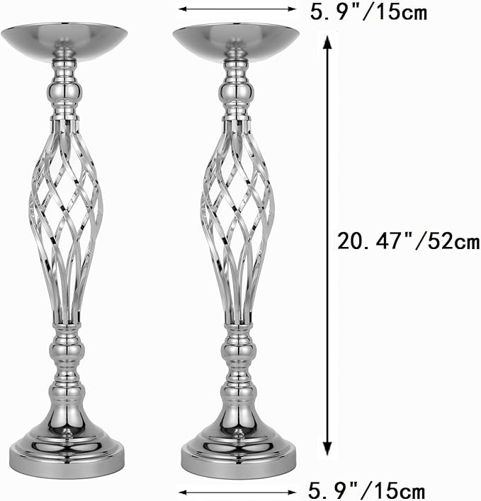 LoveCat Wedding Centerpieces for Reception Tables, Twist Candleholder Stands Ornaments, Metal Centerpieces Wedding T-Stage Road-Leading Scene Decor Home Flower Arrangement Ornaments