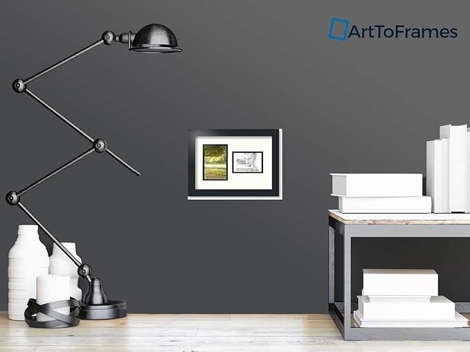 ArtToFrames Collage Photo Frame Double Mat with 1 - 3.5x5, 4x6 Openings and Satin Black Frame
