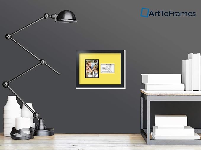 ArtToFrames Double-Multimat-109-47R/89-FRBW26079 Collage Photo Frame Double Mat with 1-3.5x5, 5x7 Openings and Satin Black Frame