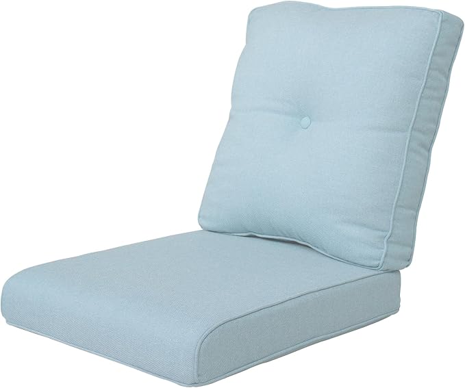 Patio Cushions for Outdoor Furniture - 22×24 Inches High Back and Deep Seating Outdoor Cushion for Patio Chairs Sofa Couch Loveseat Water Resistant(Sky Blue/1 Set/Button)