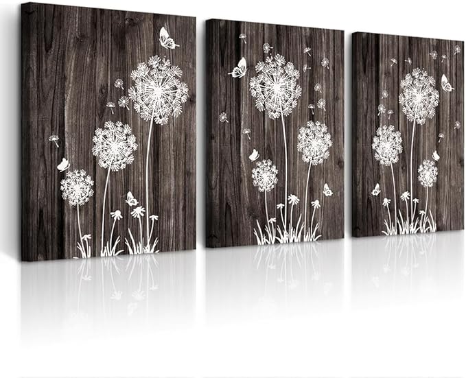 DZRWUBHS Canvas Wall Art For Living Room Large Wall Decor For Bedroom Office Wall Decorations Abstract Wood grain dandelion Wall Paintings Hang Pictures Artwork Kitchen Art Prints Room Home Decor