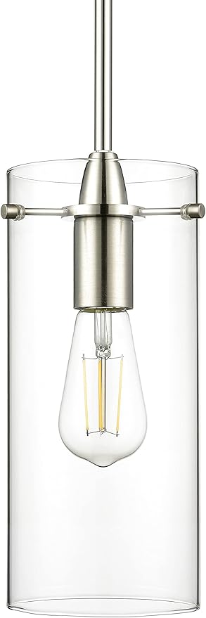 Brushed Nickel Pendant Lights Kitchen Island - Large Clear Glass Pendant Light Fixture