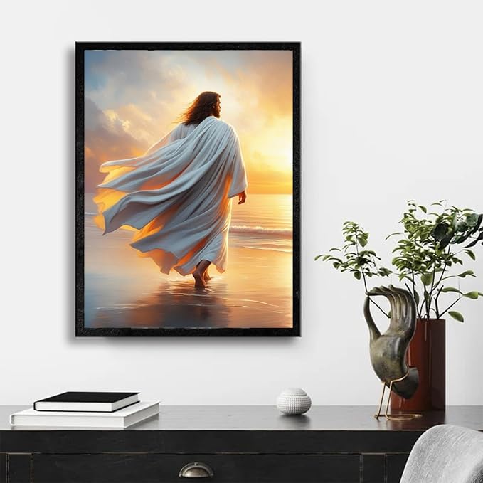 Christian Wall Art Print, Religious Scripture Biblical Decor, Faith-Based Inspirational Landscape with Cross, Digital Printed Canvas Poster for Church, Home Chapel, Prayer Room Decor