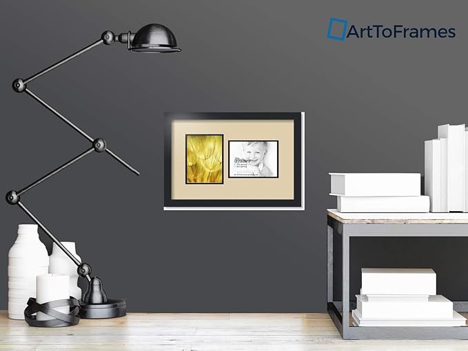 ArtToFrames Collage Photo Frame Double Mat with 2 - 6x8 Openings and Satin Black Frame