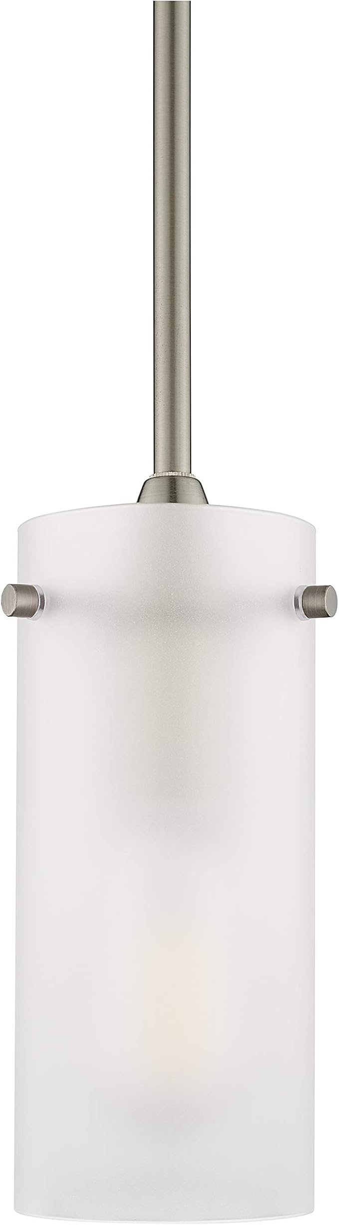 Linea di Liara Effimero Modern Brushed Nickel Pendant Light Fixtures Over Kitchen Island Sink Lighting Ceiling Hanging Farmhouse Mini Metal Industrial Pendant Lighting Small Frosted Glass Shade