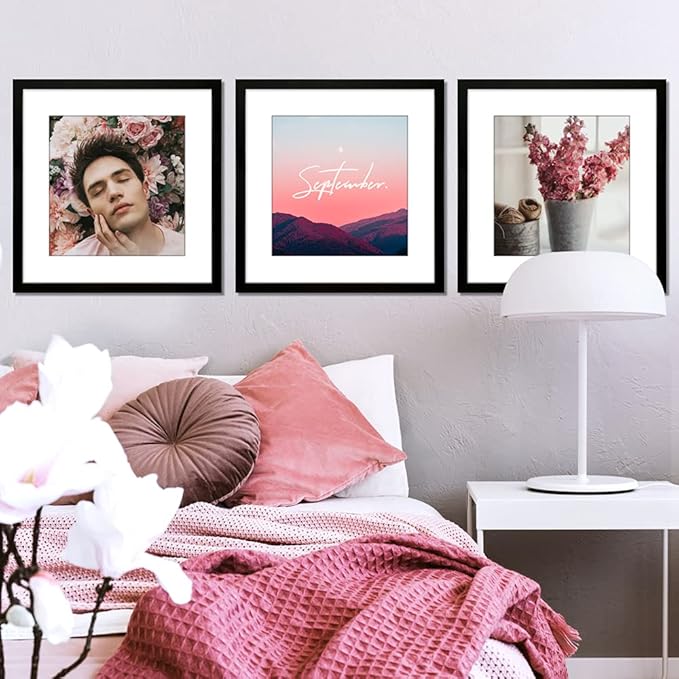 THREELOVE 17x17 Frame Black, Display Picture 13x13 with mat or 17x17 Without mat, Photo Poster Picture Frame Wall Mounting Home Decor, 1-PCS