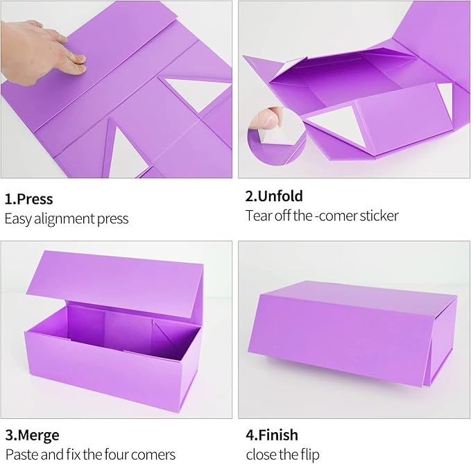 Purple Gift Boxes 10"x6"x3" with Magnetic Closure Lid Gift Boxes for Presents,Bridesmaid Gifts Box,Cute Box,Luxury for Gift Packaging, Magnetic Gift Box for Wrapping Gifts (Purple/5PCS)