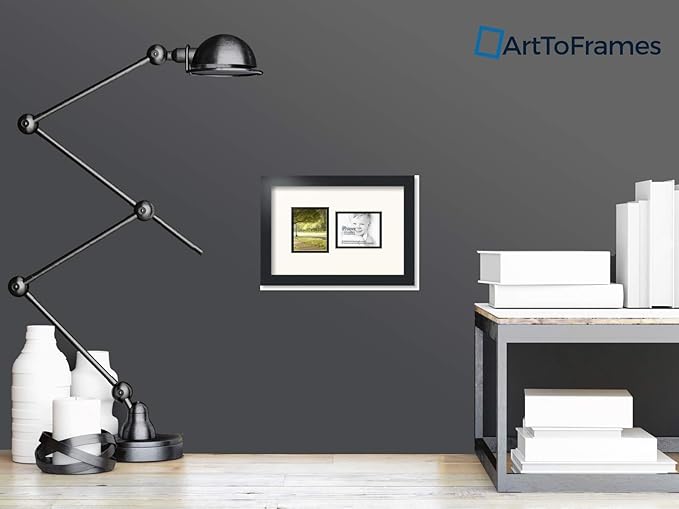 ArtToFrames Collage Photo Frame Double Mat with 2 - 4x5 Openings and Satin Black Frame
