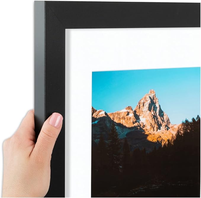 ArtToFrames Double-Multimat-108-61/89-FRBW26079 Collage Photo Frame Double Mat with 2-7.5x8.5 Openings and Satin Black Frame, Super White, 2-7.5x8.5