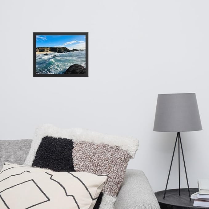Bodega Bay Coastal Wall Art – Framed Ocean Photography Print – California Nature Landscape Poster – Seascape Decor for Living Room or Bedroom (11x14 inches) - Wooden Framed (Black)