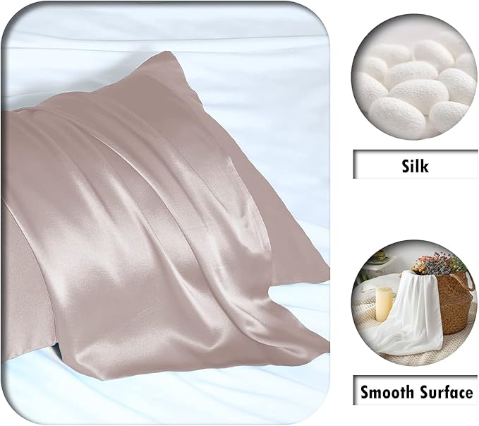 Silk Pillowcase for Hair and Skin,Soft,Breathable and Sliky 100% Silk Pillowcases King Set of 2,Both Sides Natural Mulberry Silk Pillow Cases with Hidden Zipper(King Size 20"X 36",2pcs)