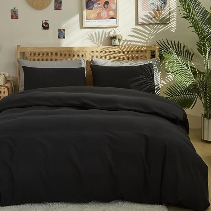 CLOTHKNOW Black Comforter Sets California King All Black Bedding Comforter Sets Men Women California King Comforter with 2 x Pillow Cases