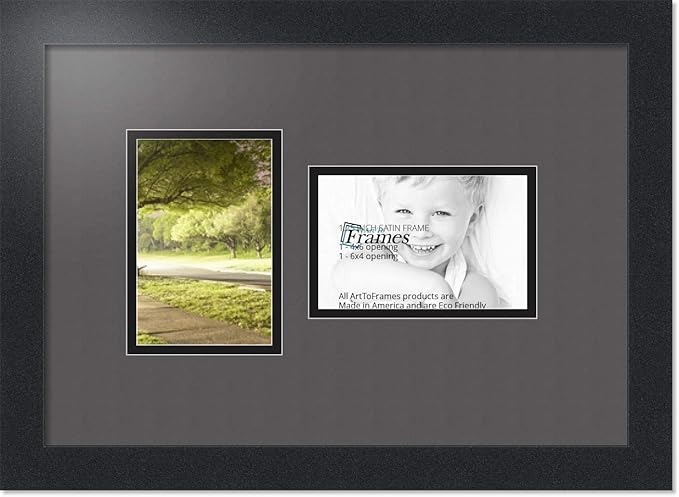 ArtToFrames Collage Photo Frame Double Mat with 2 - 4x6 Openings and Satin Black Frame