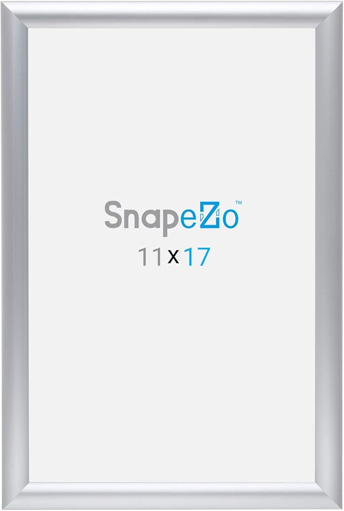 SnapeZo 2-Pack 11x17 Inches Silver Document Notice Frames, Front-Loading Snap Frame, 1" Aluminum Profile, Wall Mounted