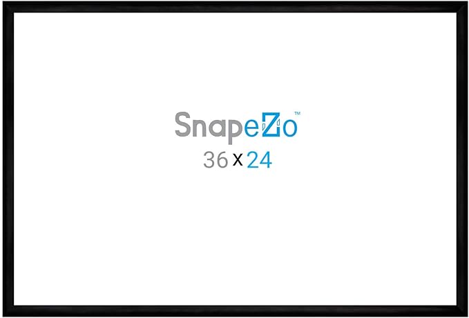 SnapeZo Brushed Black Poster Frame 24x36 Inches, 1 Inch Aluminum Profile, Front-Loading Snap Frame, Wall Mounting, Sleek Series