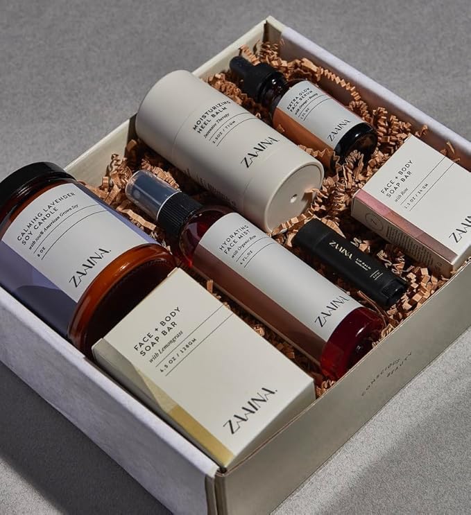 ZAAINA Spa Gift Set for Her - Relaxation Spa Kit for Women, Handmade in USA, Pampering At Home Bath and Body Self Care Spa Package, Luxury Spa Birthday Gifts for Women, Spa Gift Basket for Mom