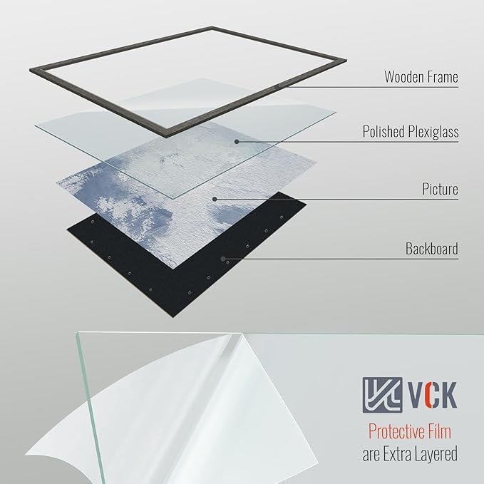 VCK 22x28 Poster Frame Set of 4 - Grey, Gallery-Quality Wood Picture Frames, 1.1-Inch Wide Border, Polished Plexiglass, Vertical or Horizontal Wall Display for Photo/Art/Prints, Grey