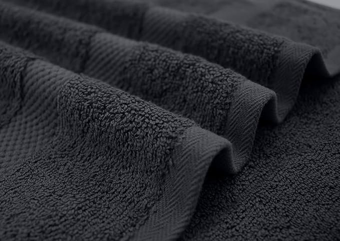 DAN RIVER Bath Towels Set of 4, 27 x 54 Inches, 100% Cotton, Larger & Lighter Weight, Quicker to Dry, Super Soft and Absorbent, Ideal Cotton Bath Towels for Daily Use, Charcoal