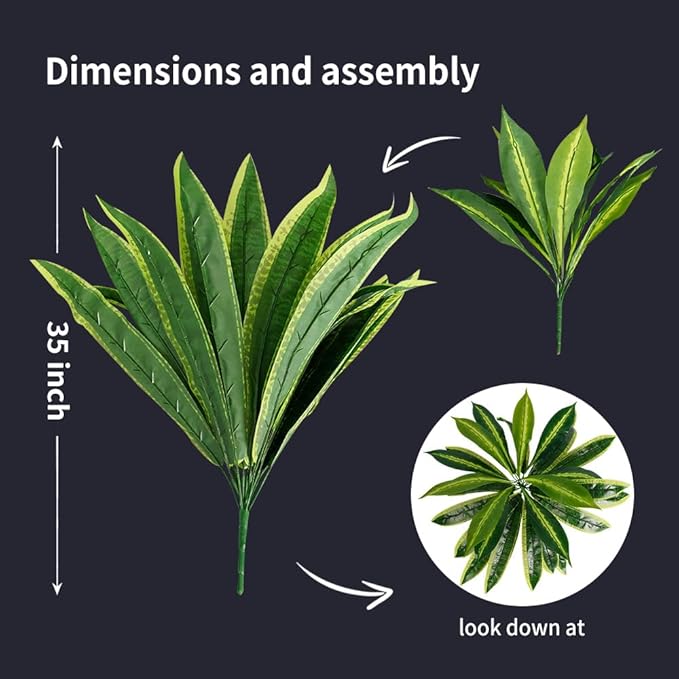 Melorca&Guilla Artificial Ferns for Outdoors,2PCS 35" Diam 30 Leaves Large Fake Ferns,Faux Ferns Outdoor for Shop Garden Office Porch Windowsill Entrance Home Décor