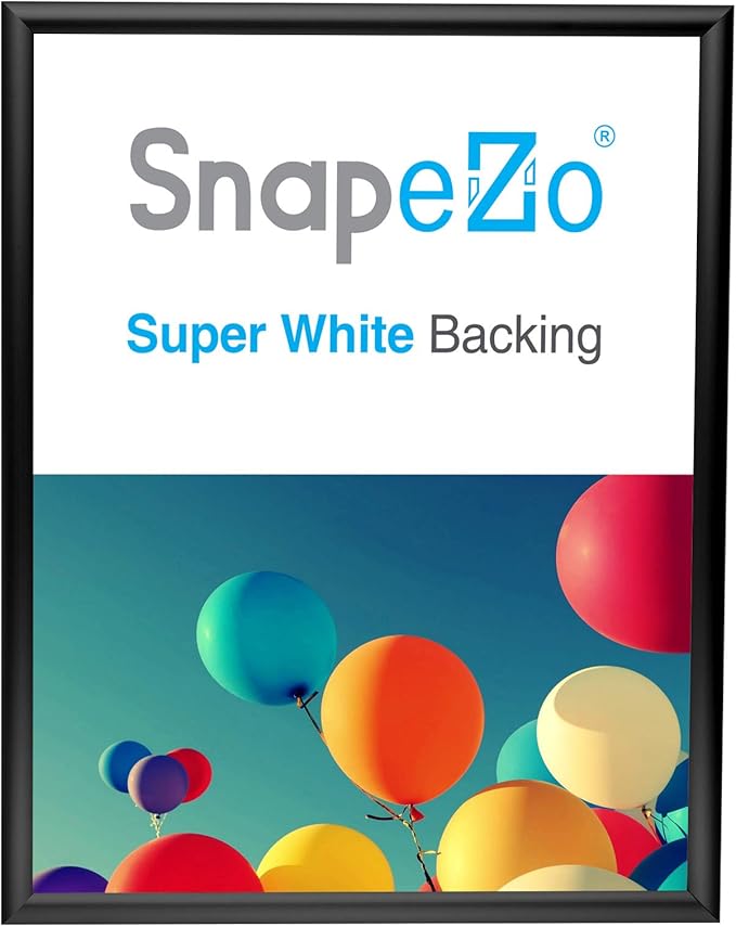 SnapeZo Photo Frame 16x20 Inches, Black 1 Inch Aluminum Profile, Front-Loading Snap Frame, Wall Mounting, Sleek Series