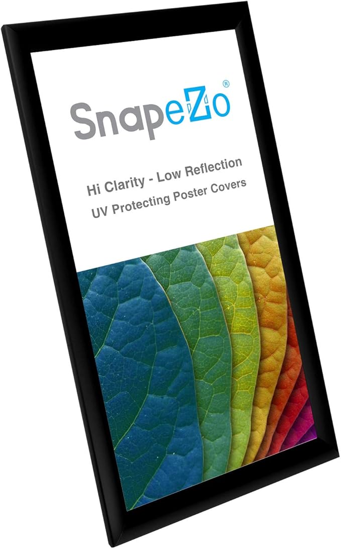 SnapeZo Poster Frame 11x22 Inches, Black 1 Inch Aluminum Profile, Front-Loading Snap Frame, Wall Mounting, Sleek Series