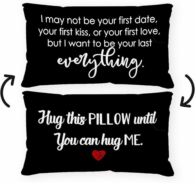 Sufamb Romantic Long Distance Relationship Gifts Reversible Throw Pillow Case Decor for Home Bedroom,12''x20'' Pillow case,Gift for Boyfriend,Husband,Anniversary,Wedding,Engagement Couples (Black-4)