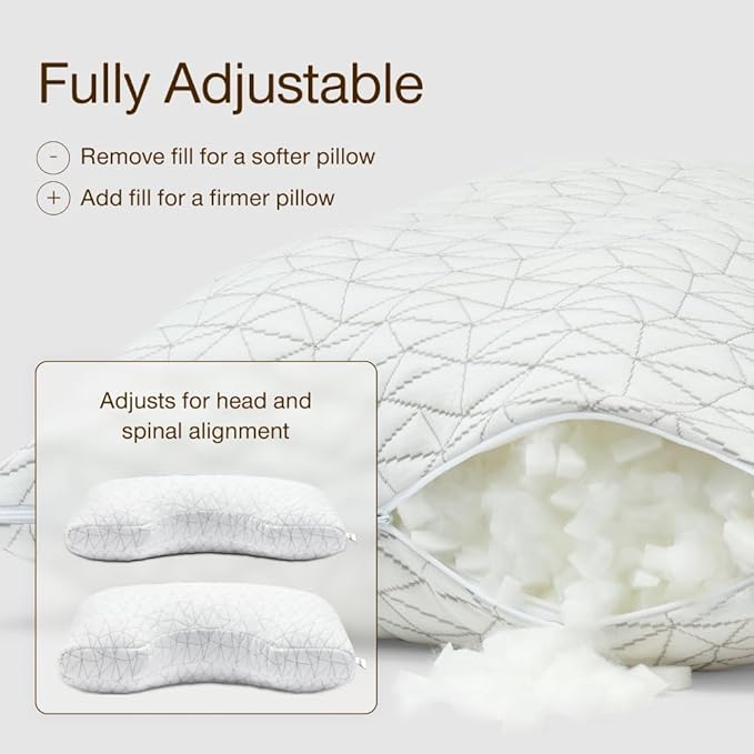 Coop Home Goods Original Cut-Out Adjustable Pillow, Queen Size Bed Pillows for Neck & Head Support, Memory Foam Pillows - Medium Firm for Side Sleeper, CertiPUR-US/GREENGUARD Gold