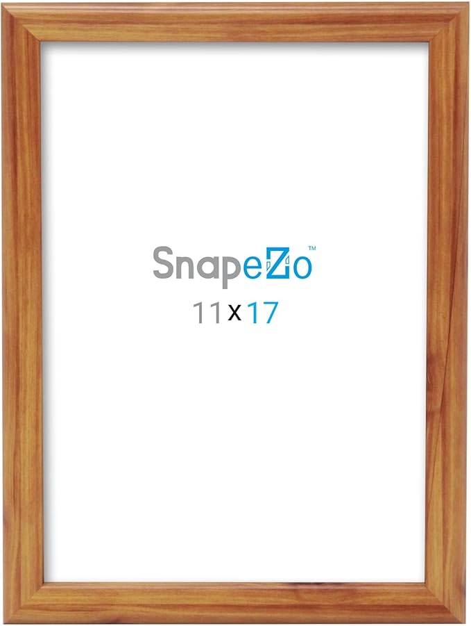 SnapeZo Wood Effect 11x17 Notice Frame, Front-Loading, Wall Mount, Aluminum 1" Profile, Sleek Series