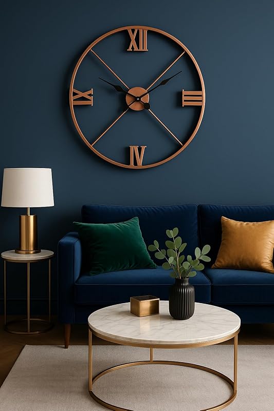 Minimalist Wall Clock, Kitchen Clocks, Housewarming Gifts, Modern Wall Clock, Oversized Wall Clock, Metal Wall Clock, Large Wall Clock (Gold, 24 Inch / 60 cm)
