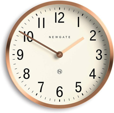 NEWGATE® Master Edwards Wall Clock | Mid Century Style Clock | 12 inch | Deep Metal case with Copper/Rose Gold Finish | Modern Retro Design for Kitchen, Living Room or Office