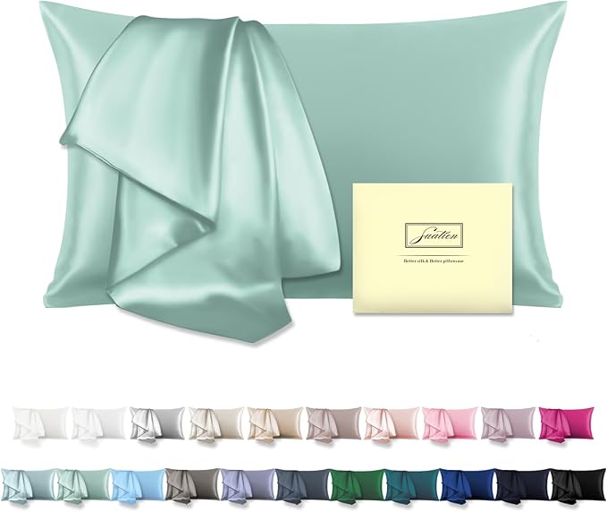 Natural Mulberry Silk Pillowcase for Hair and Skin King Size 20"X 36" Silk Pillow Cases with Hidden Zipper Soft Breathable Smooth Cooling Silk Pillow Covers for Sleeping (Sage Green,King,1Pcs)