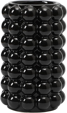 Black Bubble Vase, Ceramic Vase, Flower Vase, Boho Vase, Tall Ceramic Vase, Vase for Decor, Modern Ceramic Vase for Living Room, Dinner Table, Bedroom, Wedding, Fireplace Mantel, 8.5 Inches