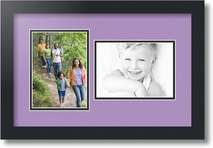 ArtToFrames Double-Multimat-106-805/89-FRBW26079 Collage Photo Frame Double Mat with 2-5x7 Openings and Satin Black Frame