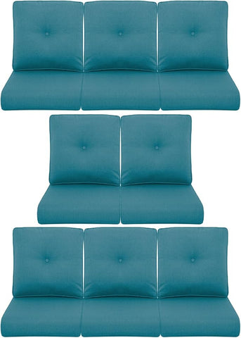 8-Piece Outdoor Patio Cushion Set - Fade & Water Resistant with Removable Olefin Cover, 22x24x4 Inch Memory Foam Cushions for Wicker Sectional Sofa – Peacock Green/Buckle