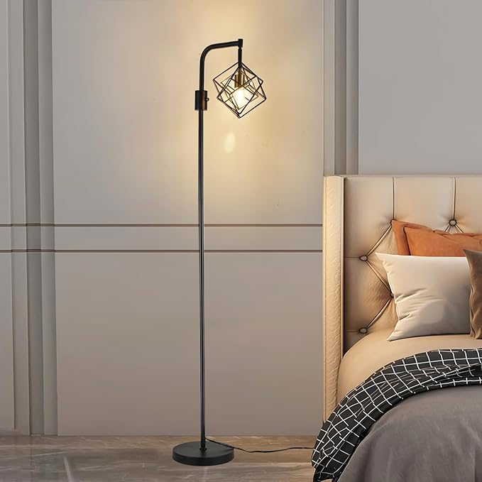 Dimmable Farmhouse Floor Lamp for Living Room, 1 Light Rustic Standing Tall Lamp, Modern Bright Floor Lamp, Industrial Standing Lamp for Bedroom, Tall Pole Lamps Office, LED Bulbs Included.