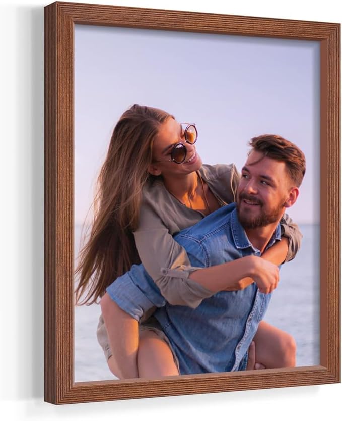 Renditions Gallery 11X14 Custom Photo Prints with Real Wood Picture Frames. Create Personalized Photos with Peel & Stick Photo Frames. Single, Brown Frame