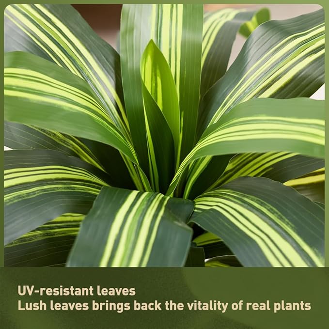 Artificial Dracaena Tree 6FT - Tall Faux Floor Plant with UV-Resistant,Artificial Plants with Lifelike Leaves,Potted Fake Trees for Home, Living Room,Indoor & Outdoor Decor,VN123(Yellow)