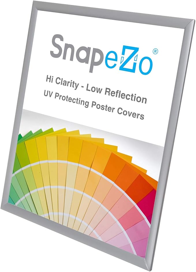 SnapeZo 2-Pack 18x24 Inches Silver Poster Frames, Front-Loading Snap Frame, 1" Aluminum Profile, Wall Mounted