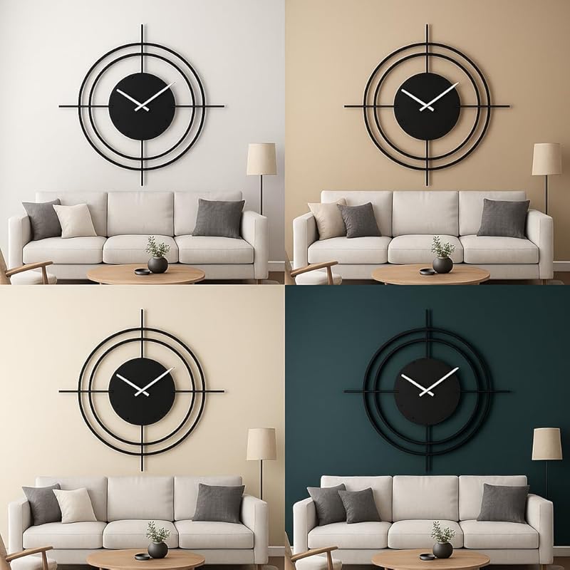 Metal Large Wall Clock, Rustic Wall Clock, Oversized Farmhouse Wall Clock, Modern Minimalist Round Wall Clock, Industrial Wall Art Decorative (White, 20 Inch / 50 cm)