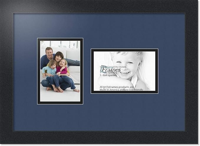 ArtToFrames Collage Photo Frame Double Mat with 2 - 4x6 Openings and Satin Black Frame